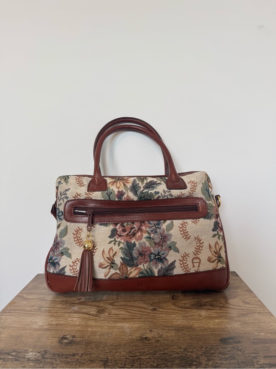 Etienne Aigner Handbags - Vintage Etienne Aigner Floral Tapestry Top-Handle Satchel Handbag
